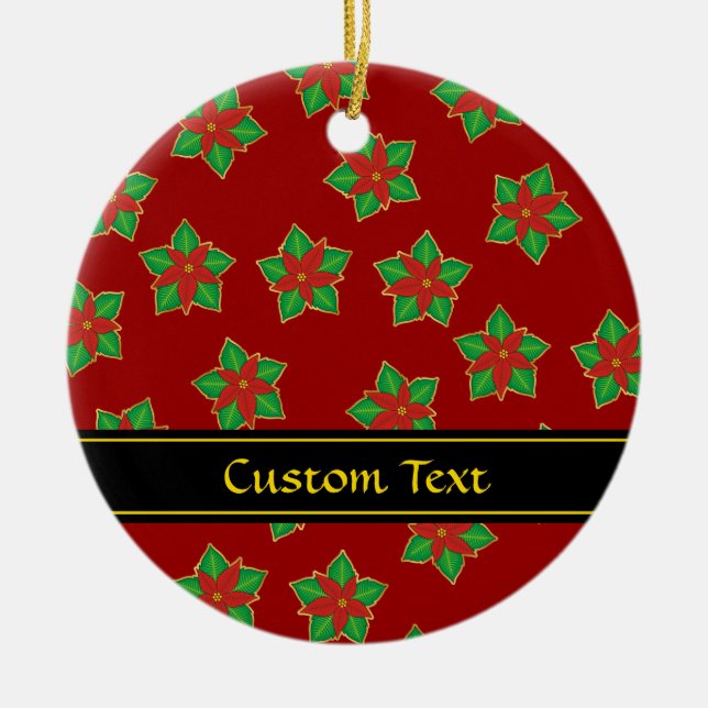 Christmas Poinsettia Pattern Keramik Ornament (Vorne)