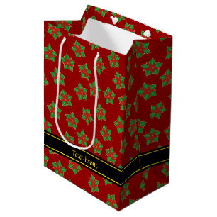 Christmas Poinsettia Pattern Mittlere Geschenktüte