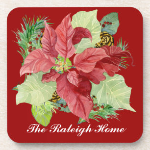 Christmas Poinsettia Pine Cone Geschenk Personalis Untersetzer