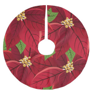 Christmas Poinsettia Polyester Weihnachtsbaumdecke