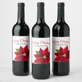 Christmas Poinsettia Weinetikett