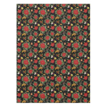 Christmas Poinsettias Bells Acorns Pine Cones