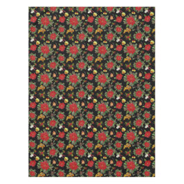 Christmas Poinsettias Bells Acorns Pine Cones Tischdecke