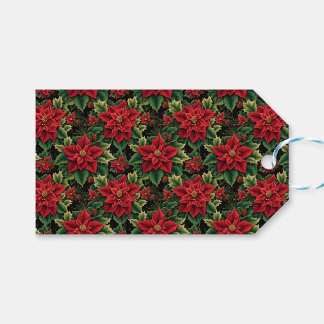 Christmas Poinsettias Geschenkanhänger (Vorderseite (Horizontal))