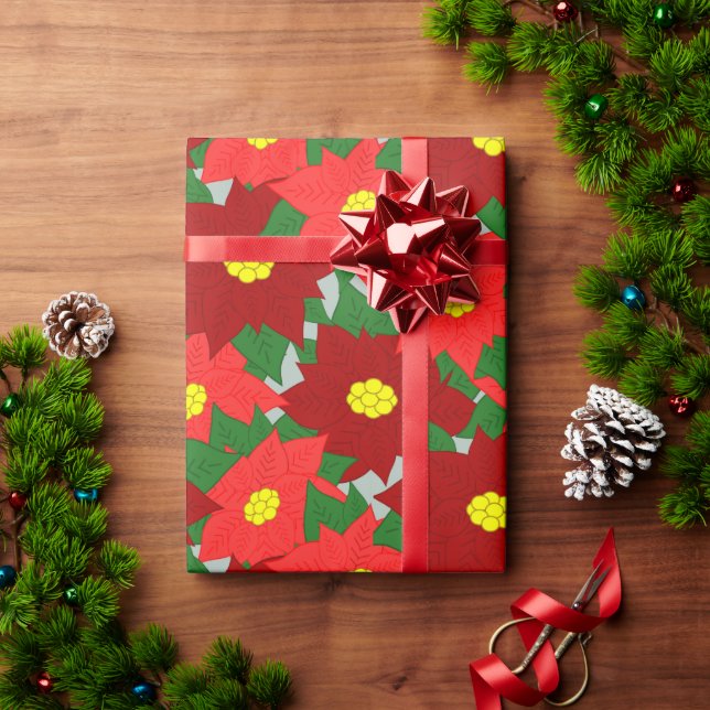 Christmas Poinsettias Geschenkpapier (Feiertagsgeschenk)