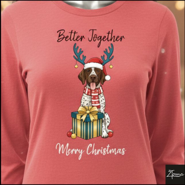 Christmas Pointer Dog Ticked Gift Graphic Tri-Blend Shirt (Von Creator hochgeladen)