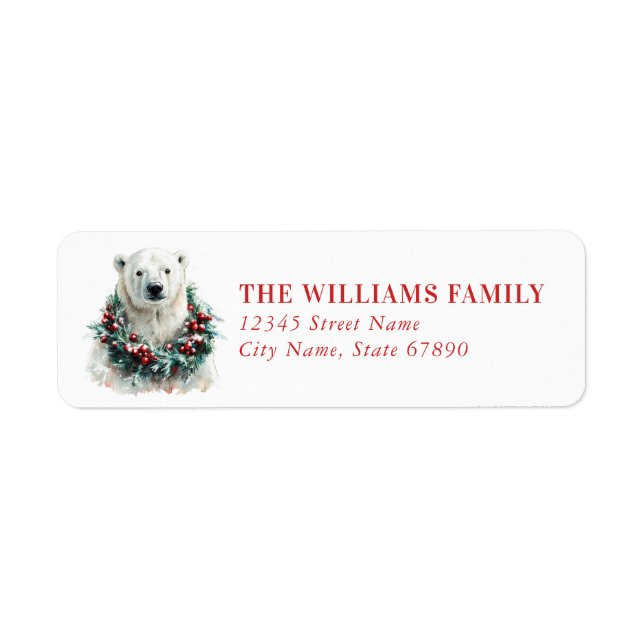 Christmas Polar Bear Return Address Labels (Vorne)