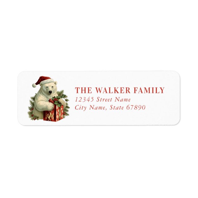 Christmas Polar Bear Return Address Labels (Vorne)