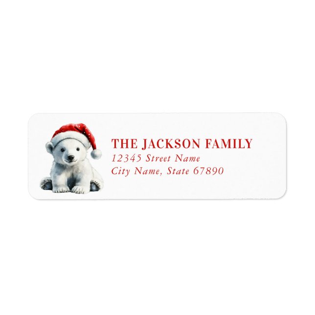 Christmas Polar Bear Return Address Labels (Vorne)