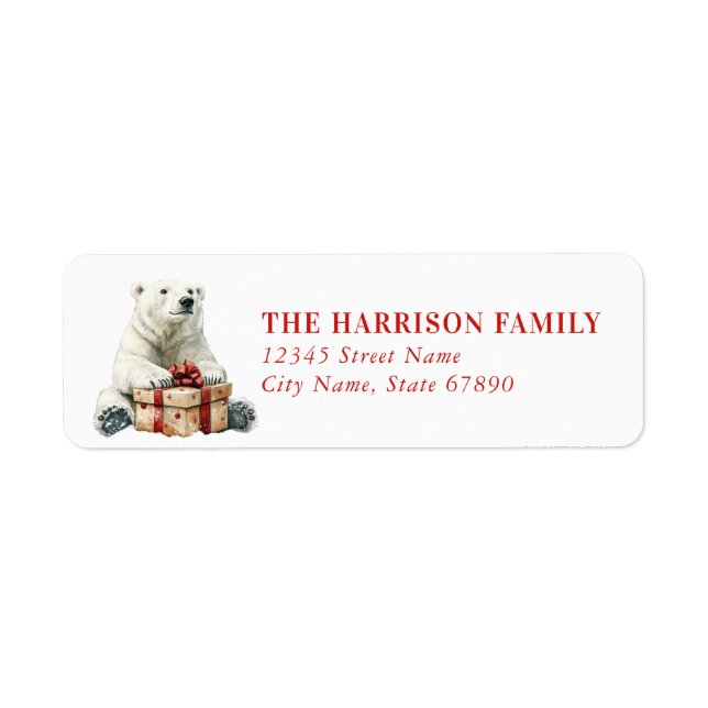Christmas Polar Bear Return Address Labels (Vorne)