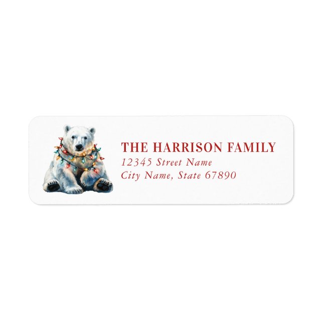 Christmas Polar Bear Return Address Labels (Vorne)