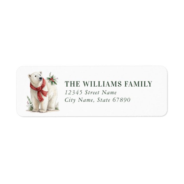 Christmas Polar Bear Return Address Labels (Vorne)