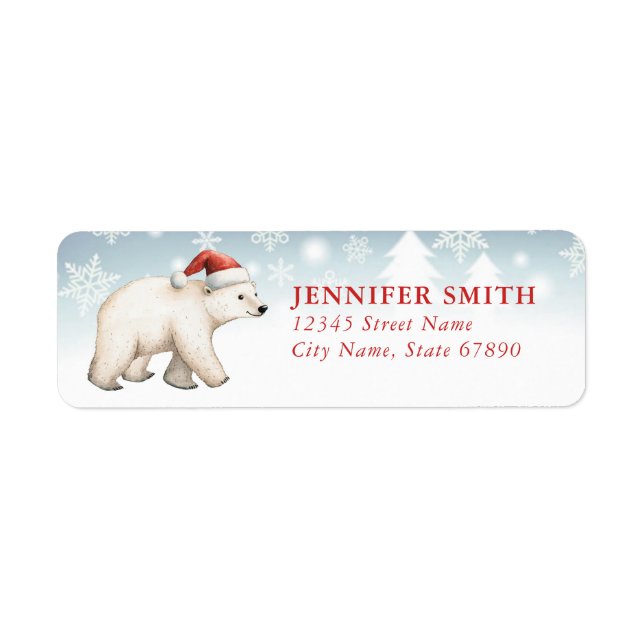 Christmas Polar Bear Return Address Labels (Vorne)