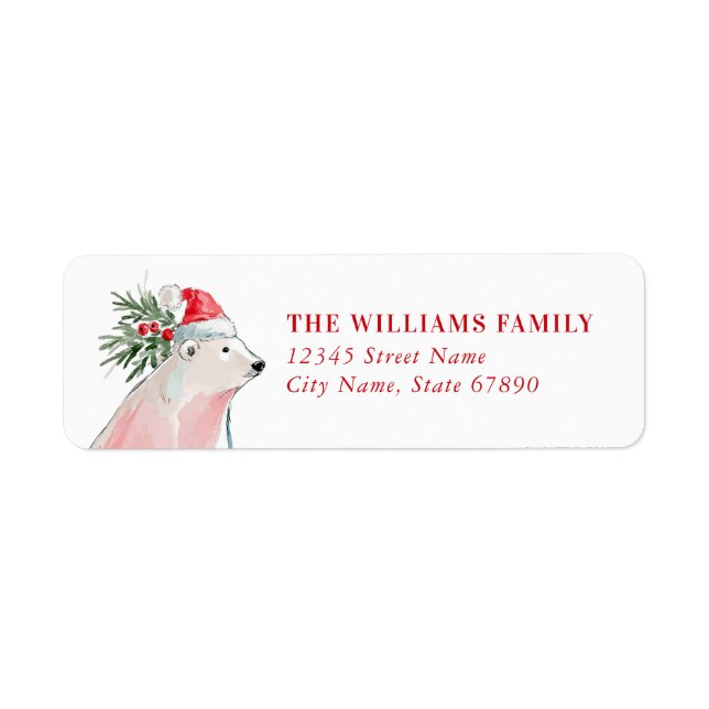 Christmas Polar Bear Return Address Labels (Vorne)