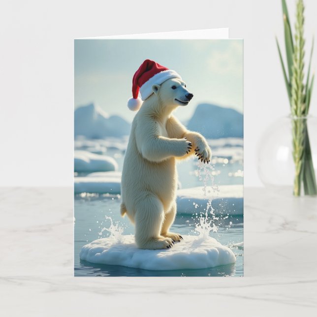 Christmas Polar Bear Splash Card Karte (Vorderseite)