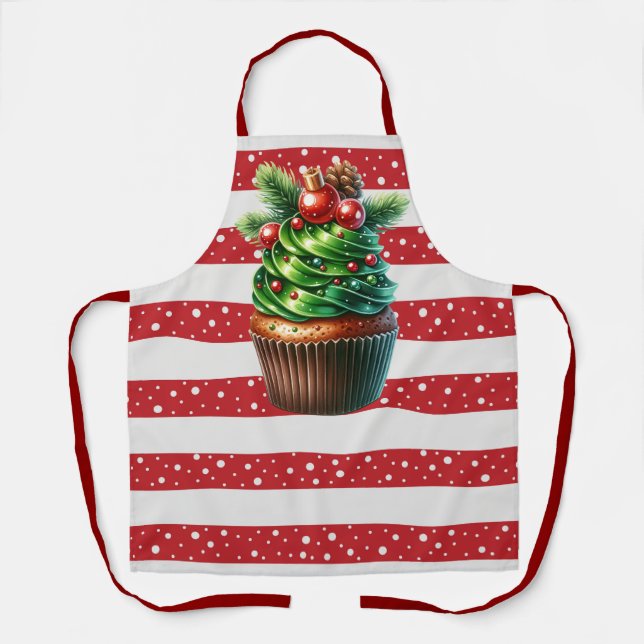 Christmas Polka Dots und Cupcake Schürze (Vorderseite)