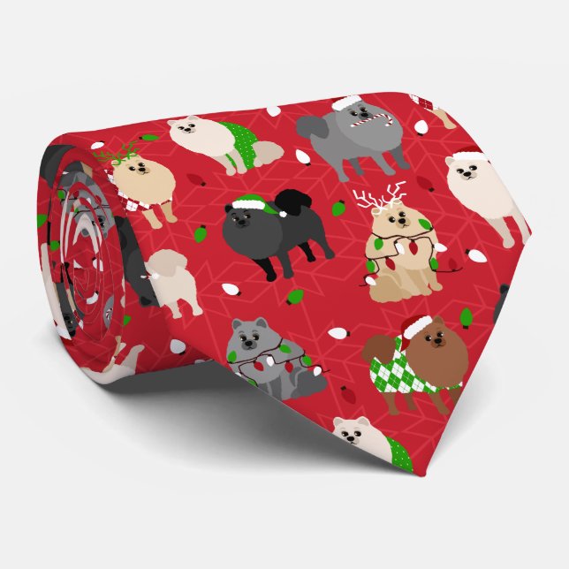 Christmas Pomeranians Krawatte (Gerollt)