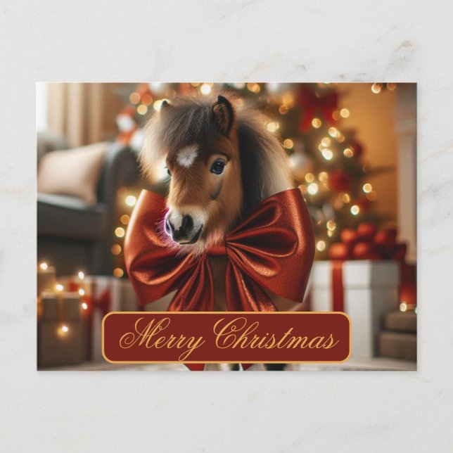 Christmas Pony Feiertagspostkarte (Vorderseite)