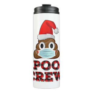 Christmas Poo Crew Shirt Face Mask Kack Emoji Red Thermosbecher