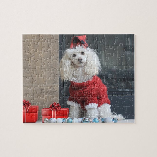 Christmas Poodle Dog Jigsaw Puzzle (Horizontal)