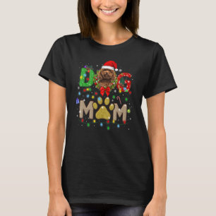 Christmas Poodle Mama Hat Santa Scarf Karierte Hun T-Shirt