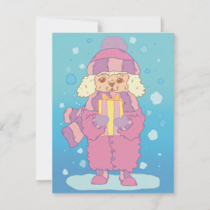 Christmas Poodle Postkarte