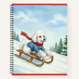 Christmas Poodle Sledding, Notebook Notizbuch