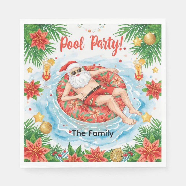 Christmas Pool Party with Santa Claus  Serviette (Vorderseite)