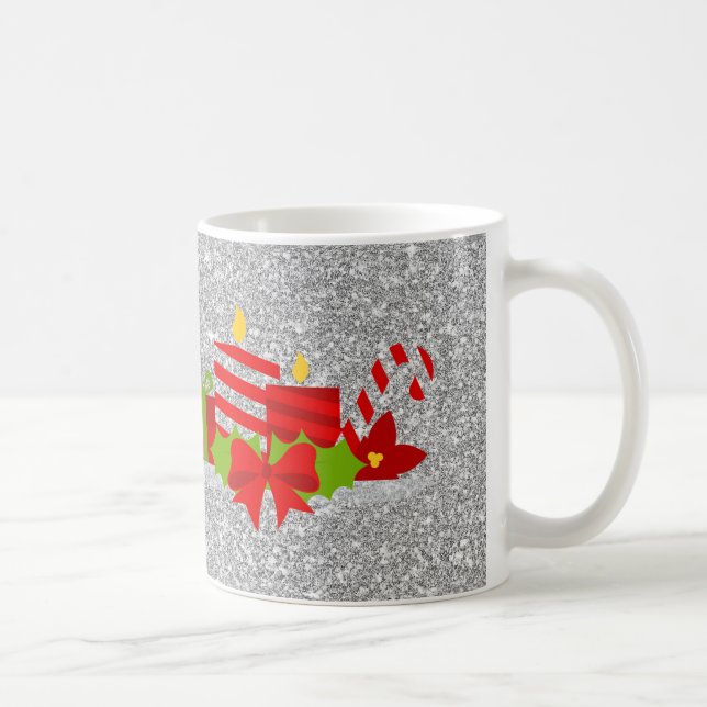 Christmas Potpourri Silver Imitats Glitzer Kaffeetasse (Rechts)