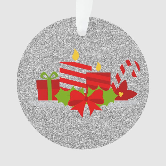 Christmas Potpourri Silver Imitats Glitzer Ornament (Vorderseite)
