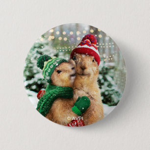 Christmas Prairie Dogs Button