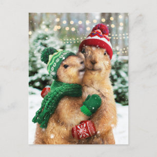 Christmas-Präriehunde Einladungspostkarte