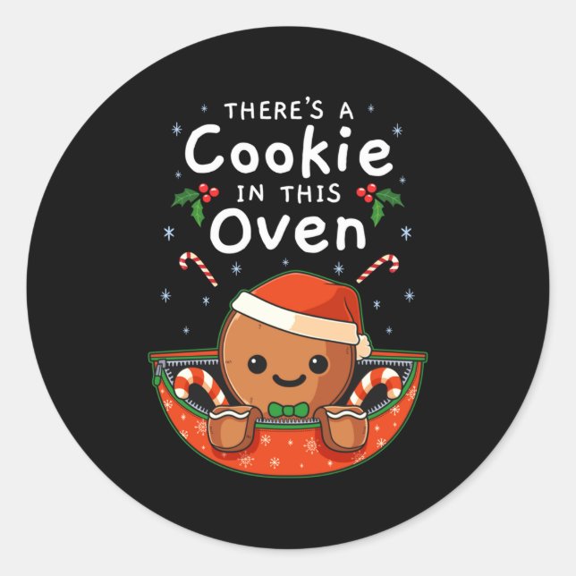 Christmas Pregnancy Gingerbread Man Baby Cookie In Runder Aufkleber (Vorderseite)
