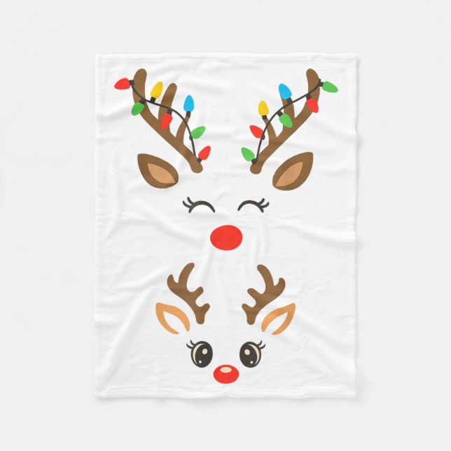 Christmas Pregnancy Reindeer Xmas Lights New Mom T Fleecedecke (Vorderseite)