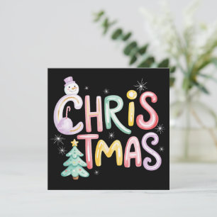 Christmas Preppy Tree Snowman Glitzer Coquette Feiertagskarte
