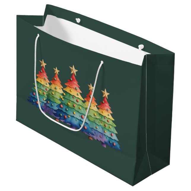 Christmas Pride Rainbow LGBTQ Equal Rights Gay  Große Geschenktüte (Vorderseite Schrägansicht)