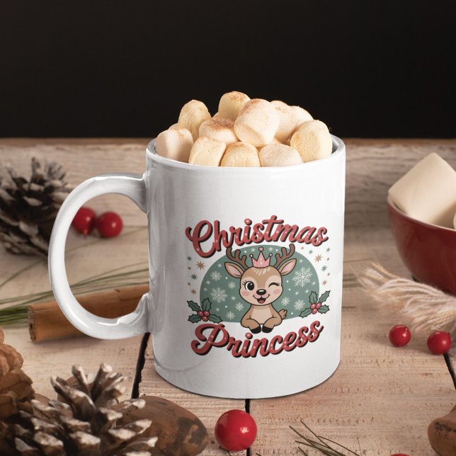 Christmas Princess | Cute Girly Reindeer Christmas Kaffeetasse (Von Creator hochgeladen)
