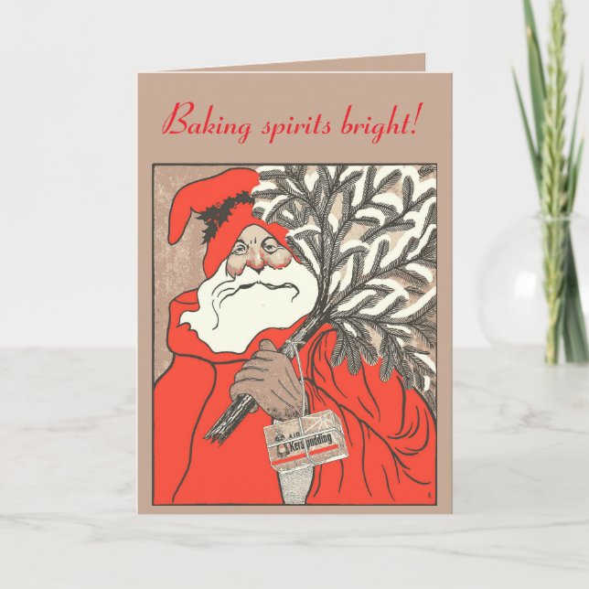 Christmas Pudding And Germanic Santa Vector Karte (Vorderseite)