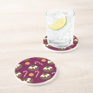 "Christmas Pudding, Candy Cane and mince pies" "Ch Getränkeuntersetzer