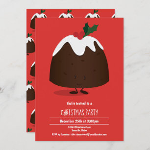 Christmas Pudding Caractère Vacances Invitation