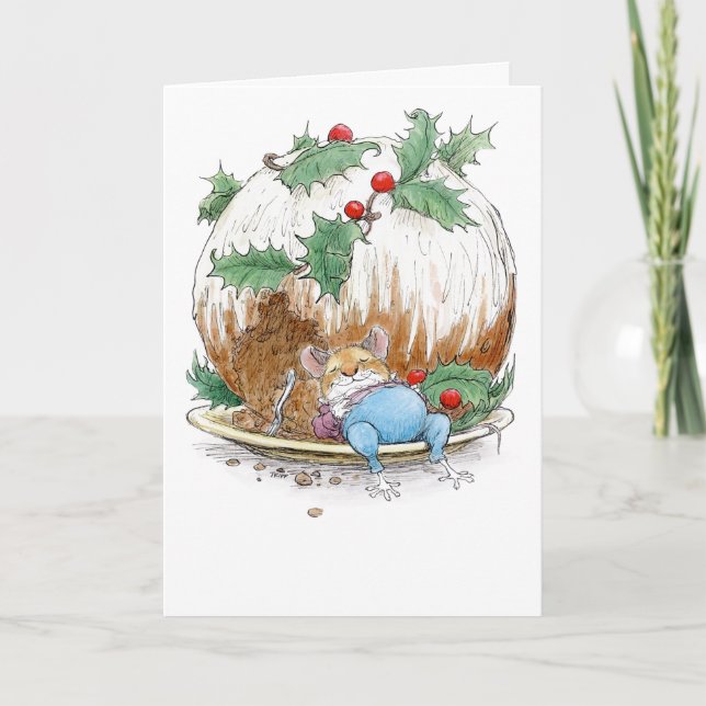 Christmas Pudding Mouse von Wallace Tripp Karte (Vorderseite)