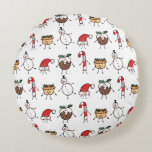 Christmas Pudding Snowman Candy Cane Cushion Rundes Kissen<br><div class="desc">Dieses Weihnachtsrunden-Polster ist mit der "Weihnachtsweihnachtsfeier" ausgestattet. Eine Gruppe von niedlichen kleinen Weihnachtsfiguren,  die Liebe haben,  sich zu amüsieren und zu Weihnachten Unfug zu machen. Die Crew umfasst: Schneemann,  Weihnachtsmannmütze,  Weihnachtsbaum,  Minzkuchen und Candy Cane.</div>