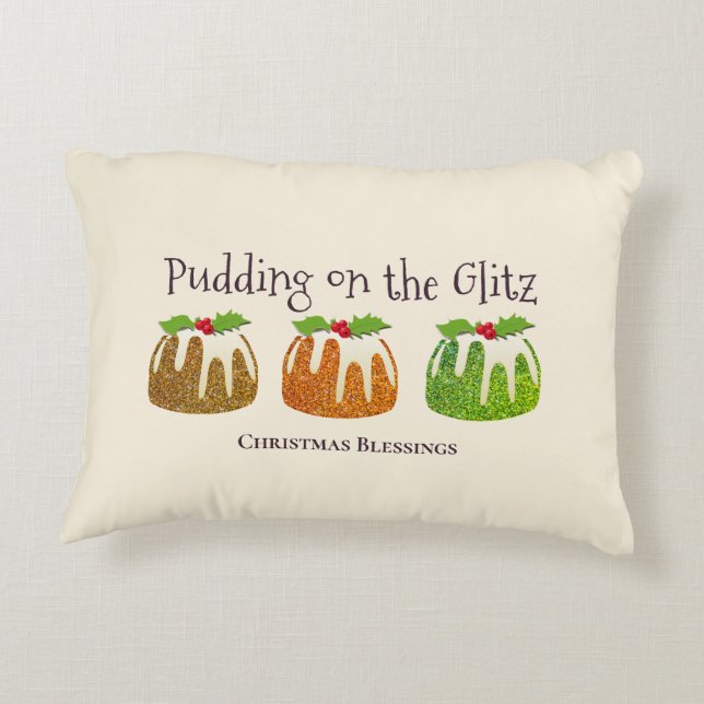 Christmas | PUDING AUF GLITZ | Feierliche Creme Dekokissen (Rückseite)