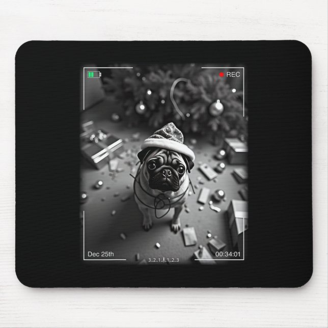 Christmas Pug Caught On Camera  Mousepad (Vorne)