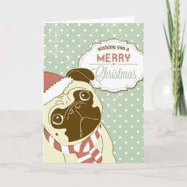 Christmas Pug! Cute little dog in santa hat Feiertagskarte