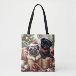 Christmas Pug Tote Bag Tasche