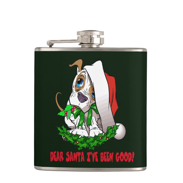 Christmas Puppy Flasche Flachmann (Vorderseite)