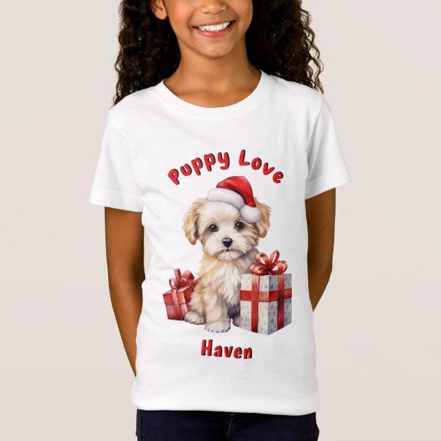 Christmas Puppy Love présente un T-shirt (Devant)