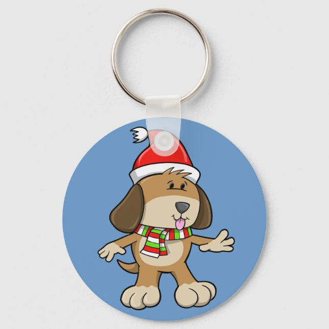 Christmas Puppy "Simon" Button Schlüsselanhänger (Vorderseite)
