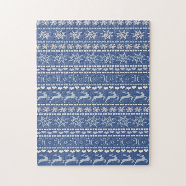 Christmas Puzzle Blue Rentier (Vertikal)